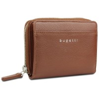 Кошелёк женский BUGATTI Lady Top, на молнии, коньячный, натуральная воловья кожа, 12х2,5х9 см