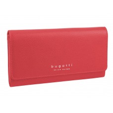 Кошелёк женский BUGATTI Linda, красный, натуральная воловья кожа, 19х3х10 см