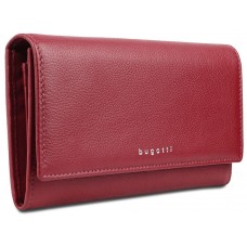 Кошелёк женский BUGATTI Lady Top, красный, натуральная воловья кожа, 20х2,5х10,5 см