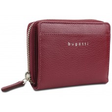 Кошелёк женский BUGATTI Lady Top, на молнии, красный, натуральная воловья кожа, 12х2,5х9 см