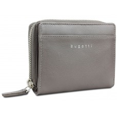 Кошелёк женский BUGATTI Lady Top, на молнии, серый, натуральная воловья кожа, 12х2,5х9 см