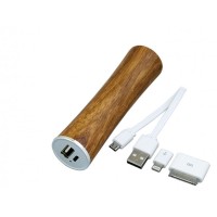 PB_wood2 Универсальное зарядное устройство power bank круглой формы. 2200MAH. Красный