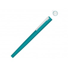 Ручка металлическая роллер Brush R GUM soft-touch с зеркальной гравировкой, бирюзовый