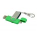 Флешка с  поворотным механизмом, c дополнительным разъемом Micro USB, 16 Гб, зеленый