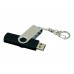 Флешка с  поворотным механизмом, c дополнительным разъемом Micro USB, 16 Гб, черный