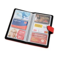Визитница Эсмеральда на 60 визиток, черный/красный