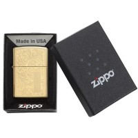 Зажигалка ZIPPO Venetian® с покрытием High Polish Brass, латунь/сталь, золотистая, 38x13x57 мм