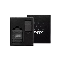 Набор ZIPPO: чёрная зажигалка Black Crackle® и чёрный нейлоновый чехол, в подарочной коробке