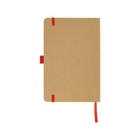 Блокнот A5 Sevilia Color, твердая обложка из крафта, 80 листов, цветной срез и форзац, натуральный/красный