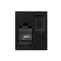 Набор ZIPPO: чёрная зажигалка Black Crackle® и чёрный нейлоновый чехол, в подарочной коробке