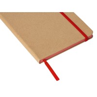 Блокнот A5 Sevilia Color, твердая обложка из крафта, 80 листов, цветной срез и форзац, натуральный/красный