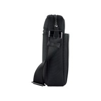 Сумка наплечная мужская BUGATTI Nero, чёрная, нейлон 1680D/кожа, 17х5х21 см