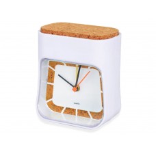 Часы настольные Cork, белый/коричневый