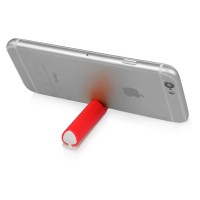 Ручка пластиковая шариковая трехгранная Nook с подставкой для телефона в колпачке, красный/белый