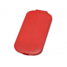 Портативное зарядное устройство Pin на 4000 mAh с большой площадью нанесения и клипом для крепления к одежде или сумке, красный